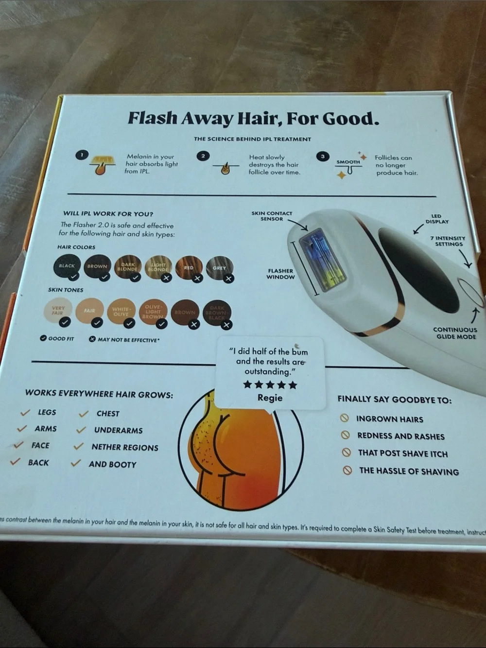 nood The Flasher 2.0 IPL Hair Reduction Device — White with Gold Accent